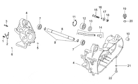 Motor Kurbelgehäuse - Aprilia SR 50ccm 2T AC 1998- ZD4LY