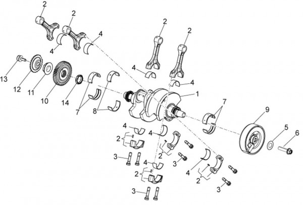 Motor Kurbelwelle - Aprilia Tuono V4 1100ccm 4T LC 2017- ZD4KG000
