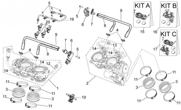 Motor Drosselklappengehäuse - Aprilia Tuono V4 R 1000ccm 4T LC 2013- ZD4TYB