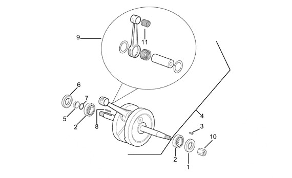 Motor Kurbelwelle - Aprilia Classic 50ccm 2T LC 1995- ZD4LP