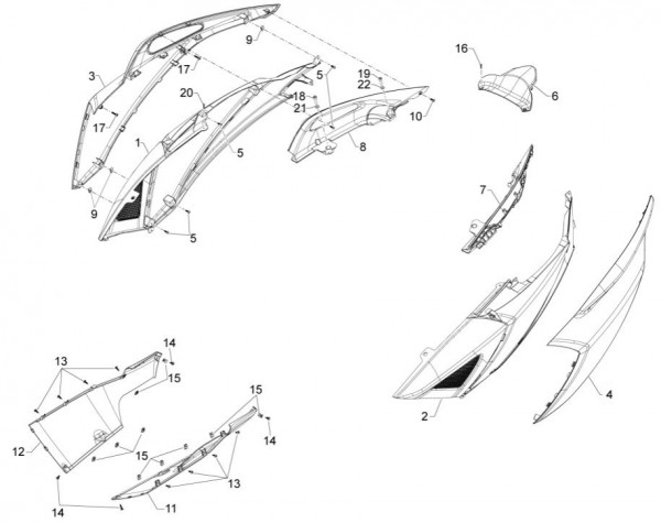 Fahrgestell Seitenverkleidungen - Aprilia SRV 850ccm 4T 8V LC 2014- ZAPM55104