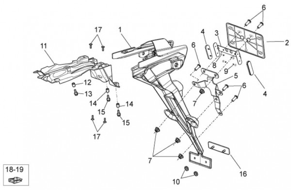 Fahrgestell Kennzeichenträger - Aprilia SXV 450ccm 4T LC 2011- ZD4VSU40