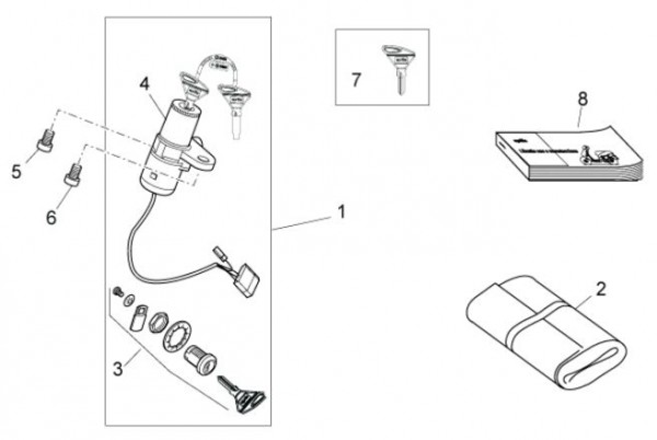 Elektrische Anlage Schloßsatz - Aprilia SX 50ccm 2T LC 2012- ZD4PVG01