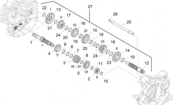 Motor Schaltgetriebe - Aprilia Caponord 1200ccm 4T 8V LC 2015- ZD4VKA01