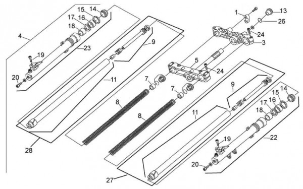 Radaufhängung Vorderradgabel KYB - Aprilia SX 50ccm 2T LC 2009- ZD4PV