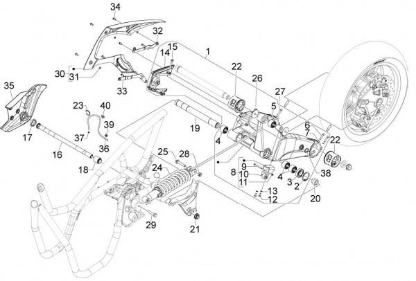 Radaufhängung Stoßdämpfer hinten - Aprilia SRV 850ccm 4T 8V LC 2012- ZAPM55103