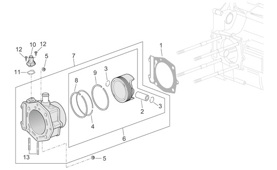 Motor Zylinder - Aprilia Atlantic 400ccm 4T LC 2008- ZD4VLB