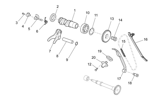 Motor Zylindersteuerung vorn - Aprilia SXV 450ccm 4T LC 2008- ZD4VSR1C