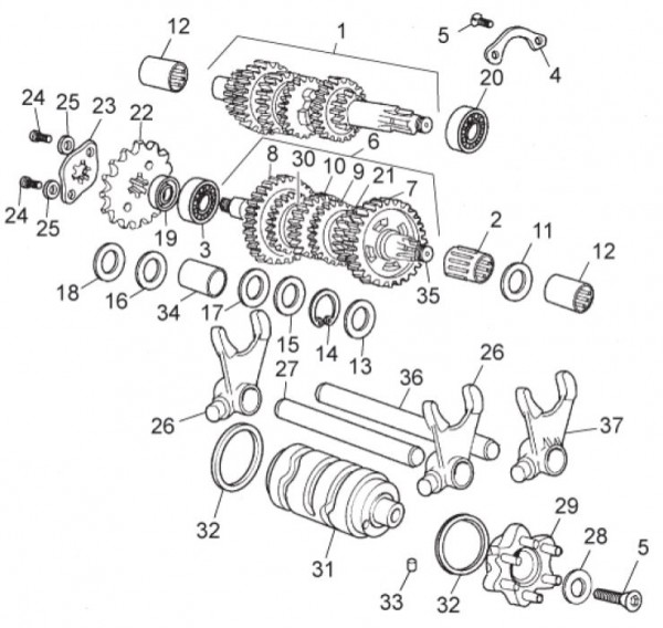 Motor Schaltgetriebe - Aprilia SX 50ccm 2T LC 2015- ZD4PV