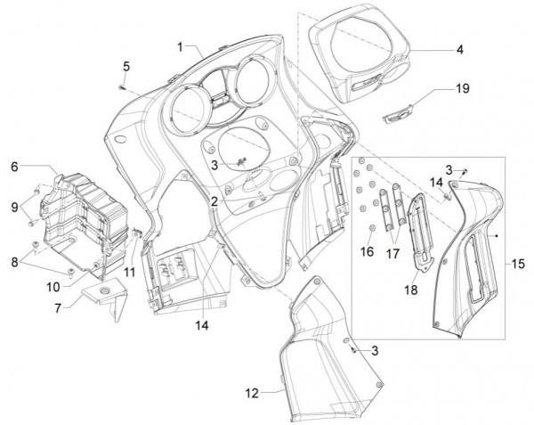 Fahrgestell Beinschild innen - Aprilia SRV 850ccm 4T 8V LC 2014- ZAPM55104