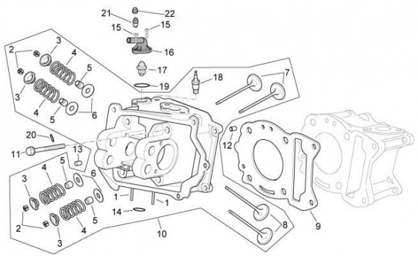 Motor Zylinderkopf - Aprilia Atlantic 300ccm 4T LC 2011- ZD4SPG00