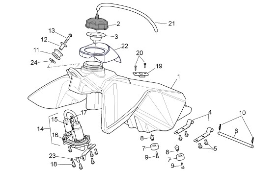 Fahrgestell Benzintank - Aprilia SXV 550ccm 4T LC 2007- ZD4VSS