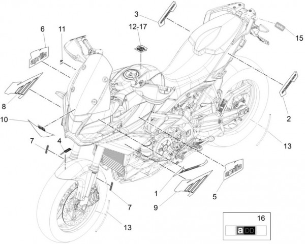 Fahrgestell Dekore - Aprilia Caponord 1200ccm 4T 8V LC 2014- ZD4VKA