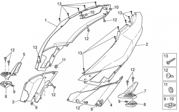 Fahrgestell Seitenverkleidungen - Aprilia SR 50ccm 2T LC 2012- ZD4VFD00