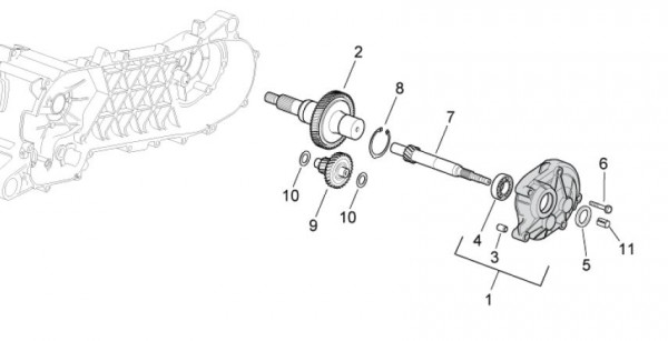 Motor Getriebe - Aprilia SR 50ccm 2T LC 2008- ZD4VFD00