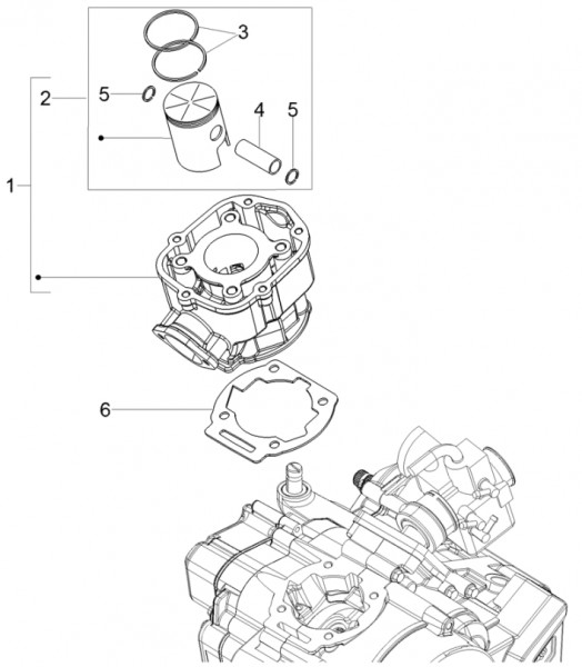Motor Zylinder - Aprilia SX 50ccm 2T LC 2018- ZD4KKB01