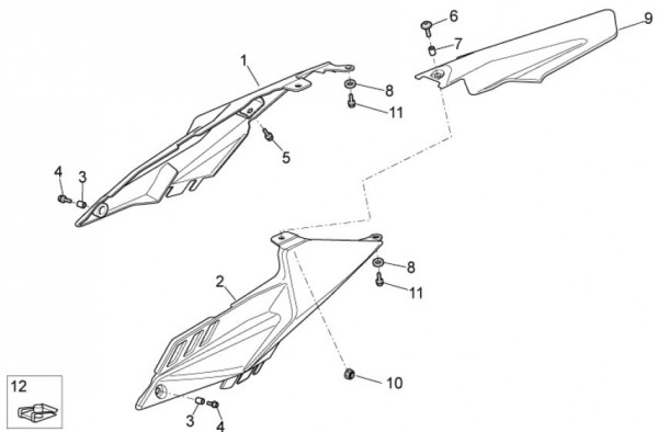 Fahrgestell Seitenverkleidungen - Aprilia SXV 550ccm 4T LC 2011- ZD4VSU50
