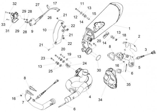 Motor Auspuff - Aprilia Caponord Rally 1200ccm 4T 8V LC 2015- ZD4VKB001