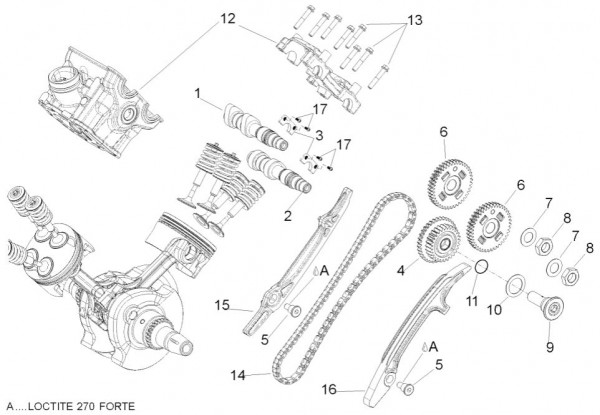 Motor Zylindersteuerung hinten - Aprilia Dorsoduro 750ccm 4T LC 2013- ZD4SMA00