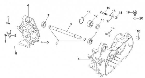 Motor Kurbelgehäuse - Aprilia SR 50ccm 2T AC 1996- ZD4MR