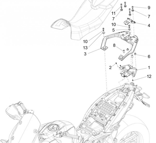 Fahrgestell Gepäckträger hinten - Aprilia Caponord 1200ccm 4T 8V LC 2014- ZD4VK001