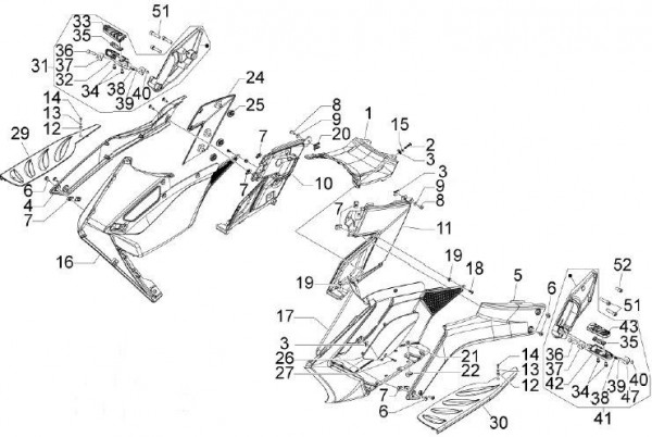 Fahrgestell Fußraumabdeckungen - Aprilia SRV 850ccm 4T 8V LC 2012- ZAPM55103