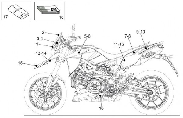Fahrgestell Dekore - Aprilia Dorsoduro 1200ccm 4T LC 2011- ZD4TV