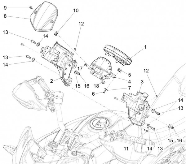 Lenker Tachometer - Aprilia Caponord 1200ccm 4T 8V LC 2014- ZD4VK001