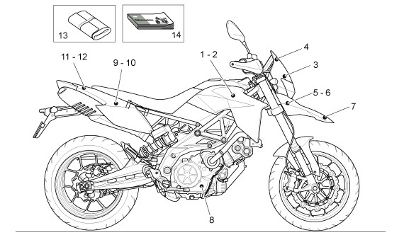 Fahrgestell Dekore - Aprilia Dorsoduro 750ccm 4T LC 2008- ZD4SM000
