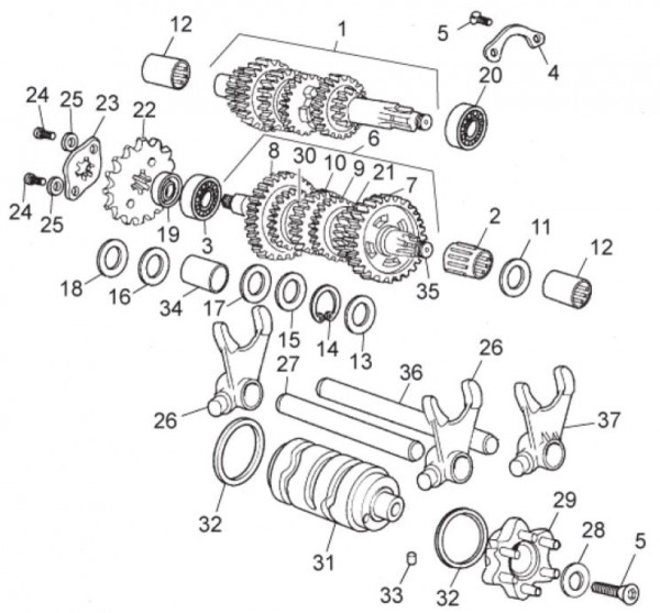 Motor Schaltgetriebe - Aprilia SX 50ccm 2T LC 2015- ZD4SWA00