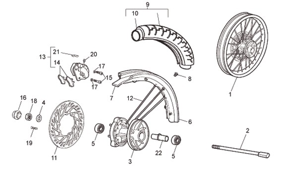 Radaufhängung Vorderrad - Aprilia SX 50ccm 2T LC 2007- ZD4PV