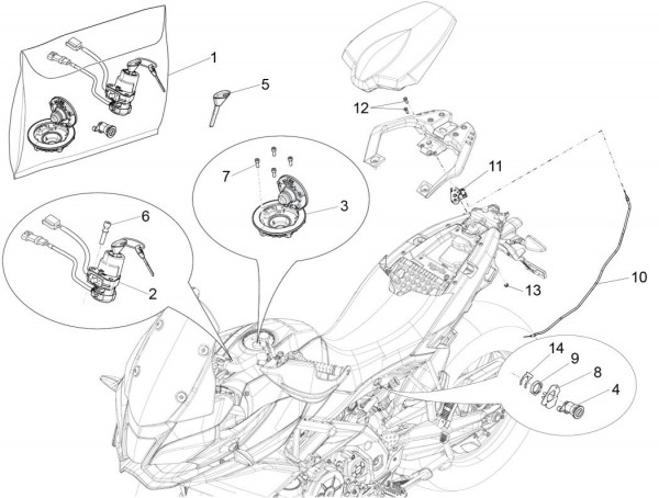 Elektrische Anlage Schloßsatz - Aprilia Caponord 1200ccm 4T 8V LC 2015- ZD4VK001