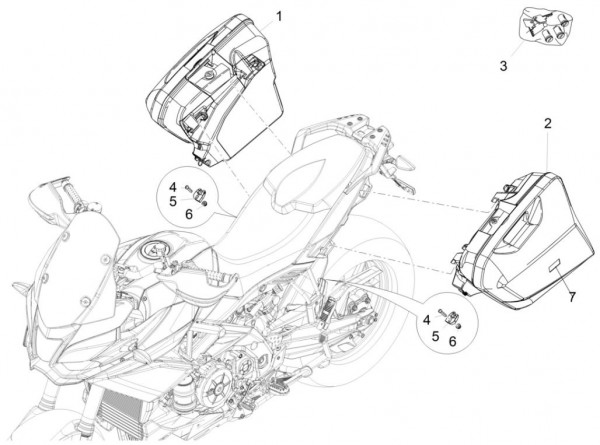 Fahrgestell Seitenkoffer - Aprilia Caponord 1200ccm 4T 8V LC 2015- ZD4VKA