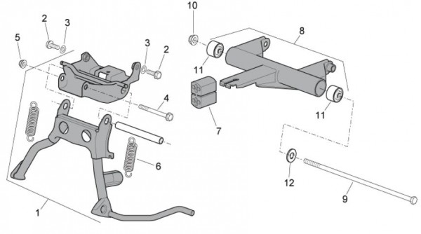 Fahrgestell Hauptständer - Aprilia SR 50ccm 2T LC 2013- ZD4VFD00