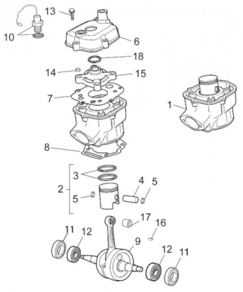 Motor Zylinder - Aprilia SX 50ccm 2T LC 2012- ZD4PVG01