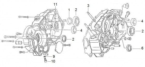 Motor Kurbelgehäuse - Aprilia Tuareg 125ccm 2T LC 1991- ZD4GG