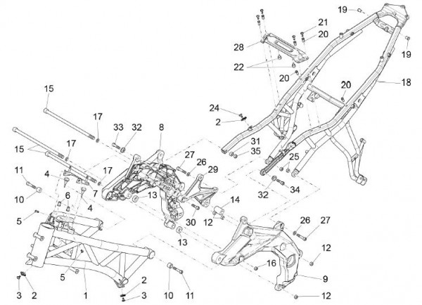 Fahrgestell Rahmen - Aprilia Caponord 1200ccm 4T 8V LC 2013- ZD4VK