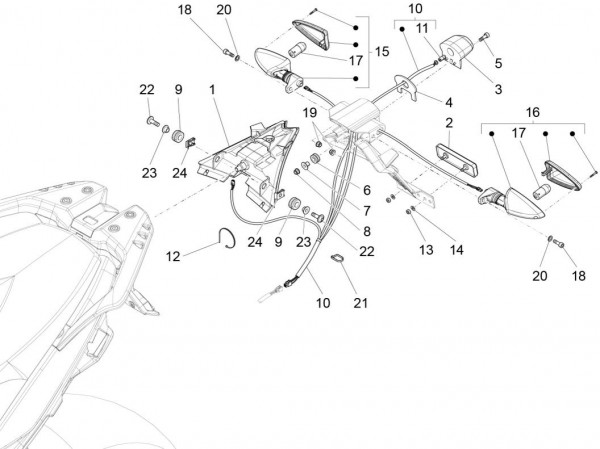 Elektrische Anlage Rücklicht - Aprilia Caponord Rally 1200ccm 4T 8V LC 2015- ZD4VKB001