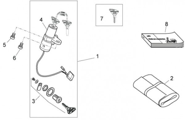 Elektrische Anlage Schloßsatz - Aprilia SX 50ccm 2T LC 2009- ZD4PV