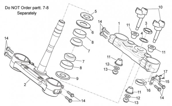 Radaufhängung Gabelbrücke oben - Aprilia SXV 550ccm 4T LC 2009- ZD4VSS