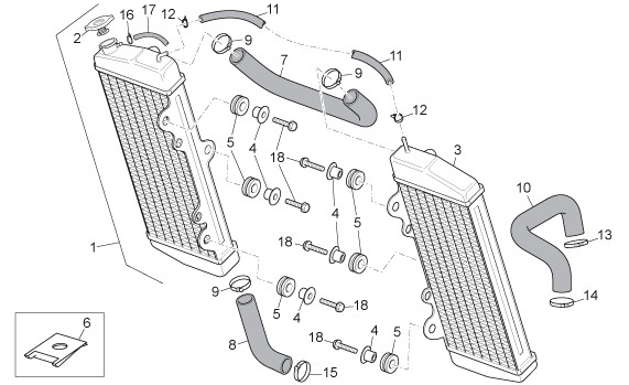 Fahrgestell Kühler - Aprilia SX 125ccm 2T LC 2008- ZD4SX000