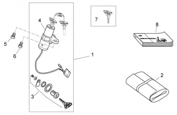 Elektrische Anlage Schloßsatz - Aprilia SX 125ccm 2T LC 2011- ZD4SXA00