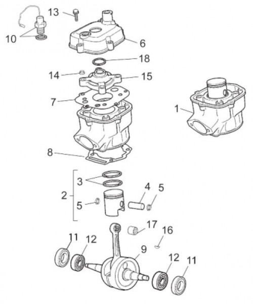 Motor Zylinder - Aprilia SX 50ccm 2T LC 2014- ZD4PVL