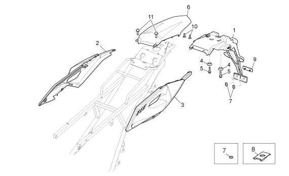 Fahrgestell Heckverkleidung - Aprilia SX 125ccm 2T LC 2008- ZD4SX000