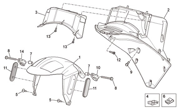 Fahrgestell Kotflügel - Aprilia SR 50ccm 2T LC 2010- ZD4VFD00