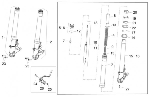 Radaufhängung Vorderradgabel - Aprilia Caponord 1200ccm 4T 8V LC 2016- ZD4VKA