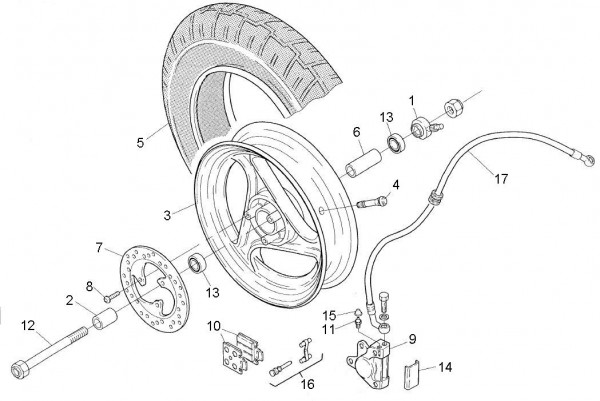 Radaufhängung Vorderrad - Aprilia SR 50ccm 2T AC 1996- ZD4MR