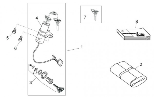 Elektrische Anlage Schloßsatz - Aprilia SX 50ccm 2T LC 2014- ZD4PVG01