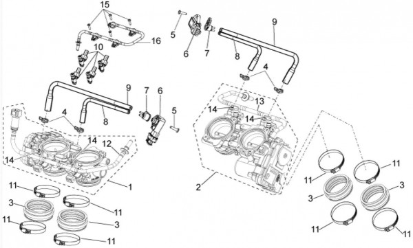 Motor Drosselklappengehäuse - Aprilia Tuono V4 1100ccm 4T LC 2015- ZD4TYG00