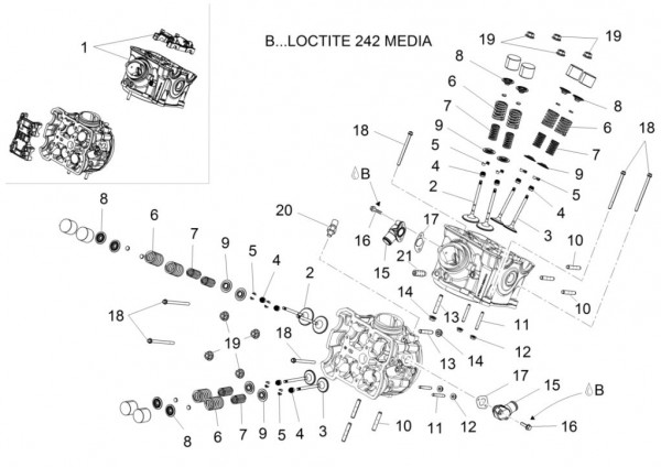 Motor Zylinderkopf - Aprilia Caponord 1200ccm 4T 8V LC 2016- ZD4VK000